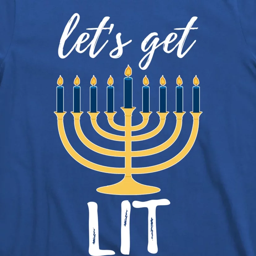 Let's Get Lit Funny Hanukkah Menorah Candles Jewish Gift T-Shirt