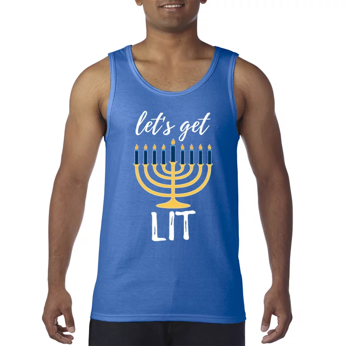 Let's Get Lit Funny Hanukkah Menorah Candles Jewish Gift Tank Top