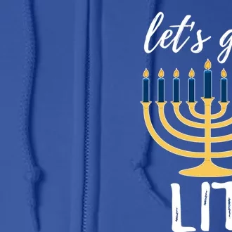 Let's Get Lit Funny Hanukkah Menorah Candles Jewish Gift Full Zip Hoodie