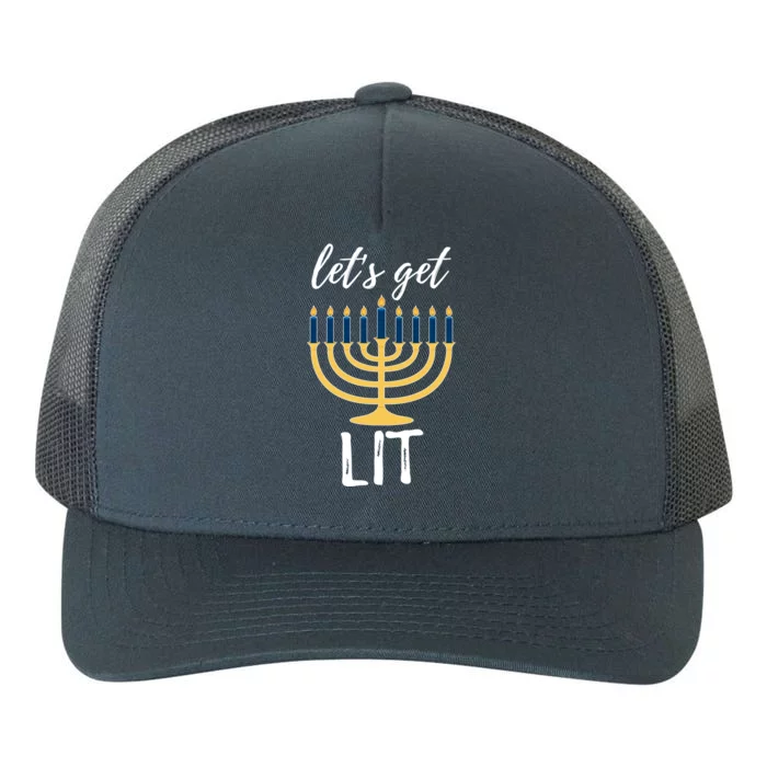 Let's Get Lit Funny Hanukkah Menorah Candles Jewish Gift Yupoong Adult 5-Panel Trucker Hat