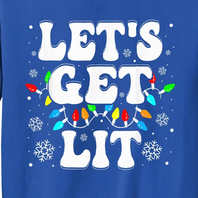 Let's Get Lit Funny Christmas Lights Xmas Pajamas Holiday Sweatshirt