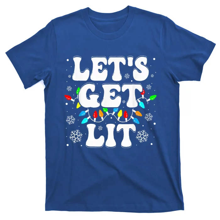 Let's Get Lit Funny Christmas Lights Xmas Pajamas Holiday T-Shirt