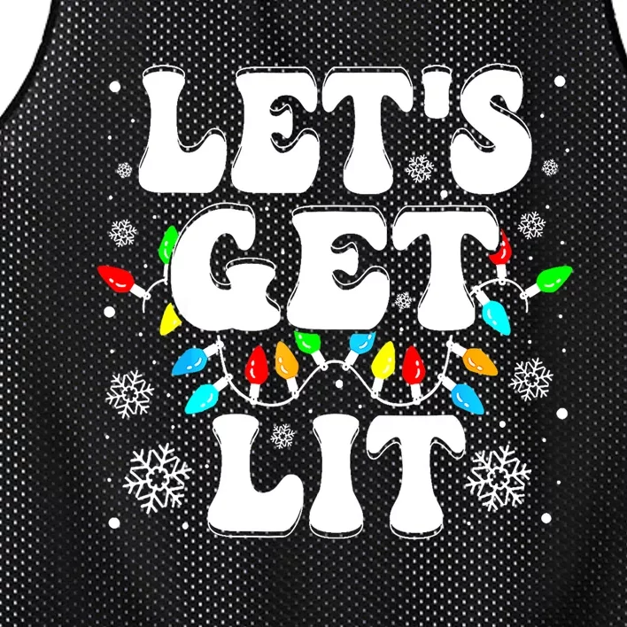 LetS Get Lit Funny Christmas Lights Xmas Pajamas Holiday Mesh Reversible Basketball Jersey Tank