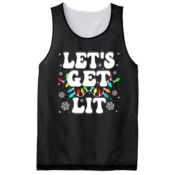 LetS Get Lit Funny Christmas Lights Xmas Pajamas Holiday Mesh Reversible Basketball Jersey Tank