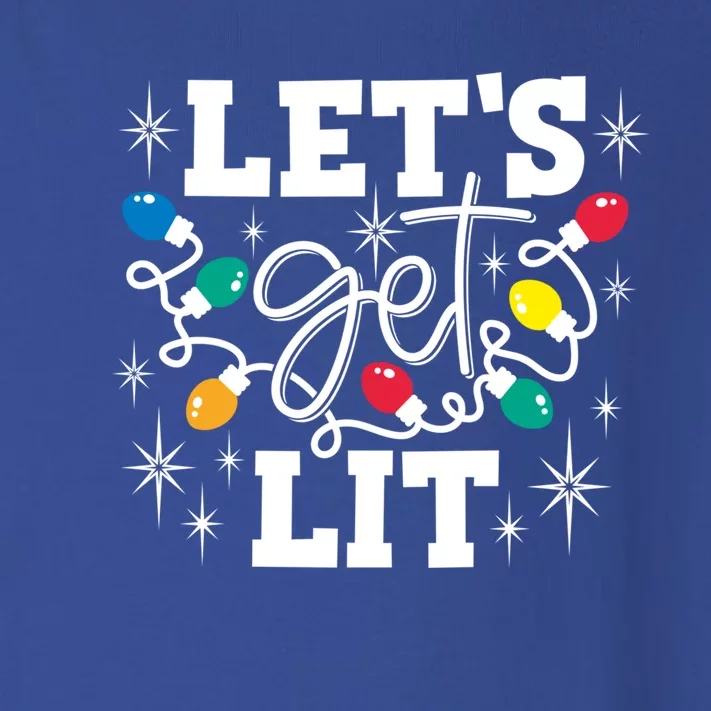 Let's Get Lit Ing Santa Hat Christmas Lights Funny Funny Gift Toddler Long Sleeve Shirt