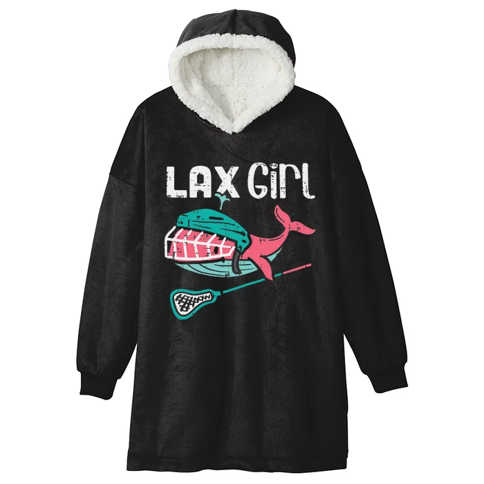 Lax Girl Lacrosse Whale Cute Sport Player Goalie Hooded Wearable Blanket