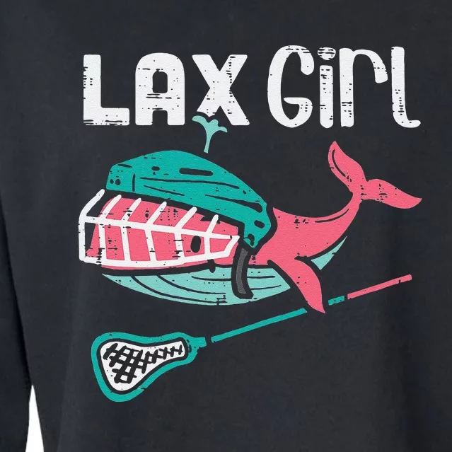 Lax Girl Lacrosse Whale Cute Sport Player Goalie Cropped Pullover Crew