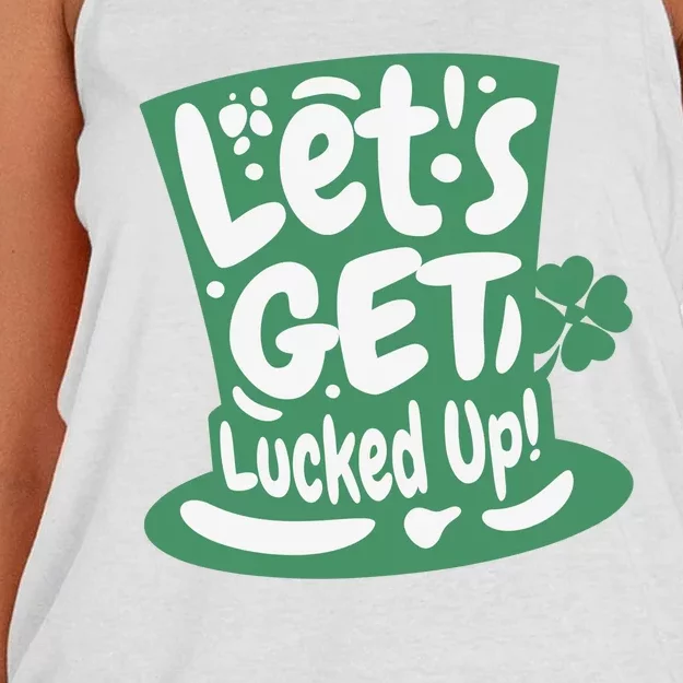 Lets Get Lucked Up Cute St Patricks Day Women's Knotted Racerback Tank