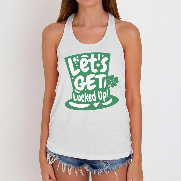 Lets Get Lucked Up Cute St Patricks Day Women's Knotted Racerback Tank