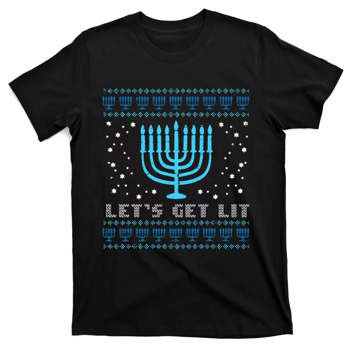 Lets Get Lit Ugly Hanukkah Menorah Chanukah Jew T-Shirt