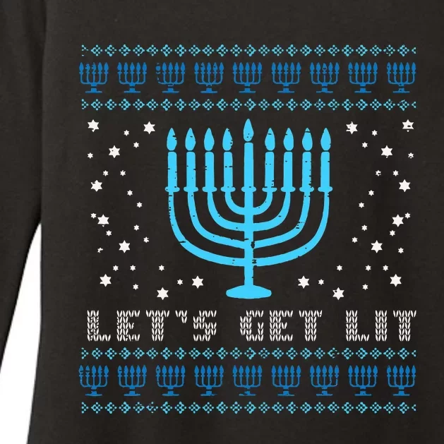 Lets Get Lit Ugly Hanukkah Menorah Chanukah Jew Womens CVC Long Sleeve Shirt