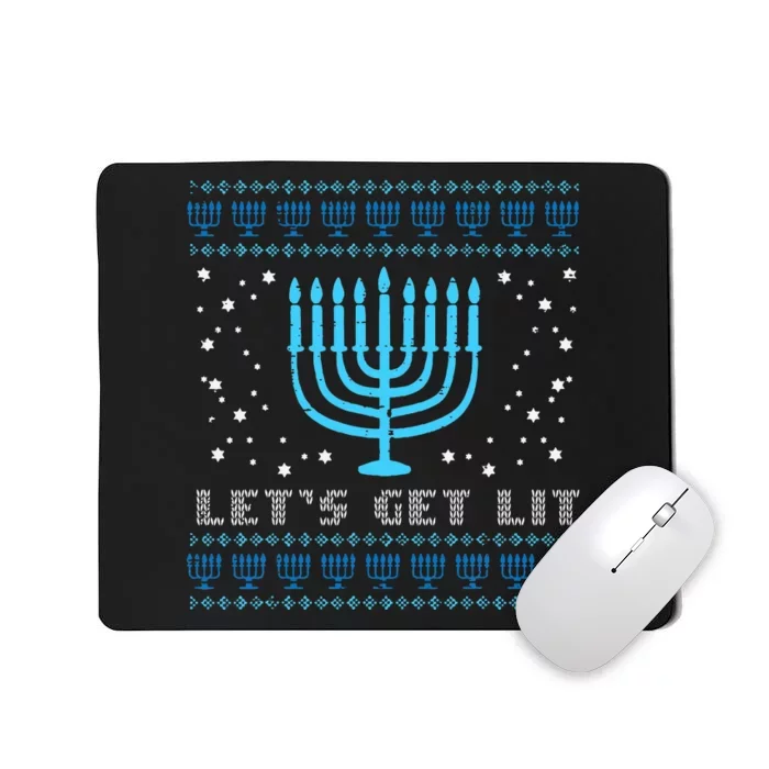 Lets Get Lit Ugly Hanukkah Menorah Chanukah Jew Mousepad