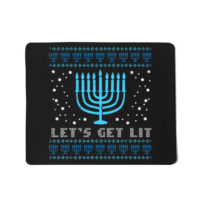 Lets Get Lit Ugly Hanukkah Menorah Chanukah Jew Mousepad