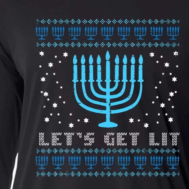 Lets Get Lit Ugly Hanukkah Menorah Chanukah Jew Cooling Performance Long Sleeve Crew