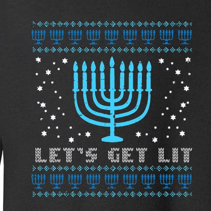 Lets Get Lit Ugly Hanukkah Menorah Chanukah Jew Toddler Sweatshirt