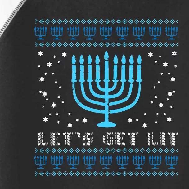 Lets Get Lit Ugly Hanukkah Menorah Chanukah Jew Toddler Fine Jersey T-Shirt