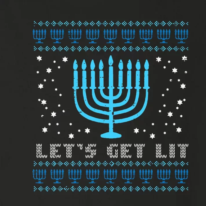 Lets Get Lit Ugly Hanukkah Menorah Chanukah Jew Toddler Long Sleeve Shirt