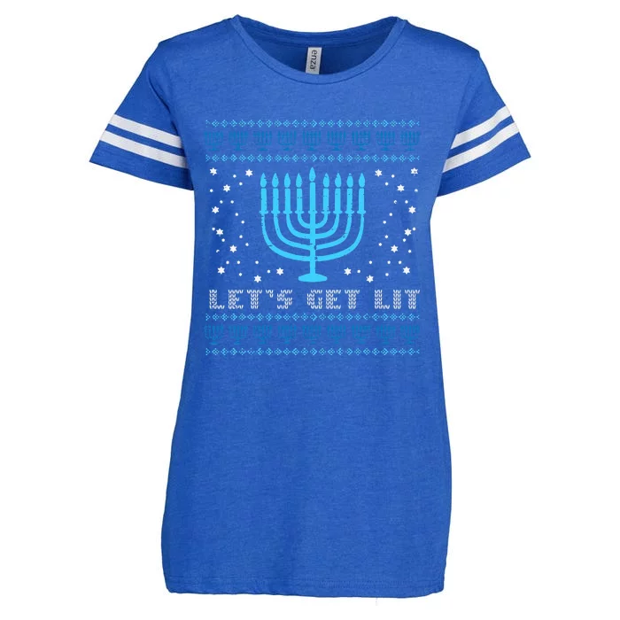 Lets Get Lit Ugly Hanukkah Menorah Chanukah Jew Enza Ladies Jersey Football T-Shirt