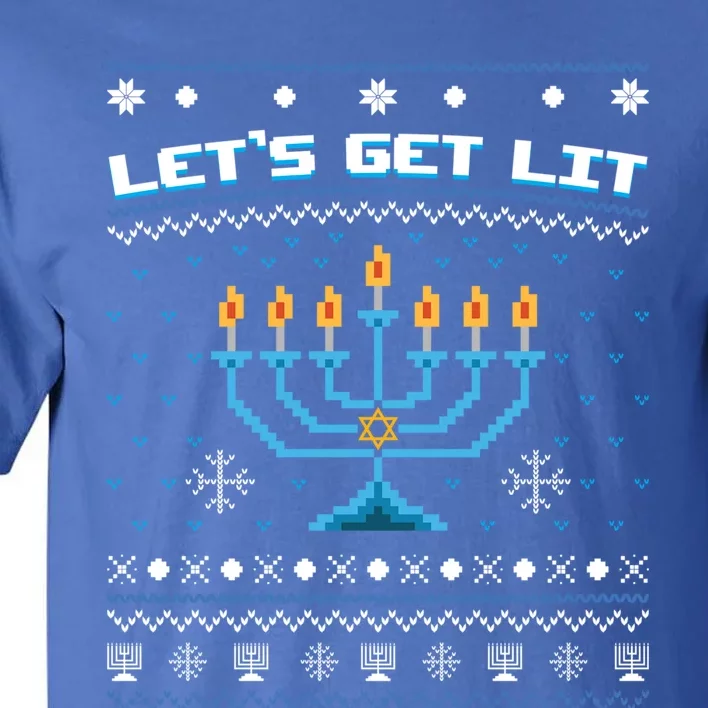 LetS Get Lit Jewish Ugly Christmas Sweater Orah Hanukkah Gift Tall T-Shirt