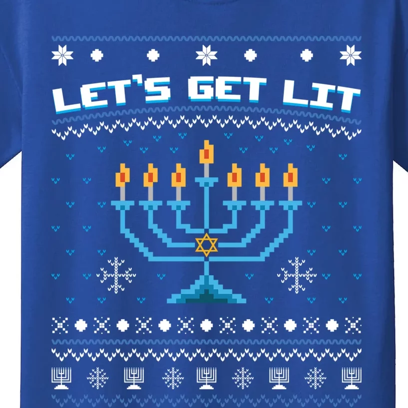 LetS Get Lit Jewish Ugly Christmas Sweater Orah Hanukkah Gift Kids T-Shirt