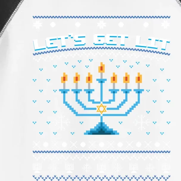 LetS Get Lit Jewish Ugly Christmas Sweater Orah Hanukkah Gift Toddler Fine Jersey T-Shirt