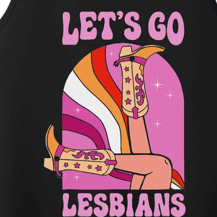 LetS Go Lesbians Lgbtq Lesbian Pride Month Cowgirl Performance Tank