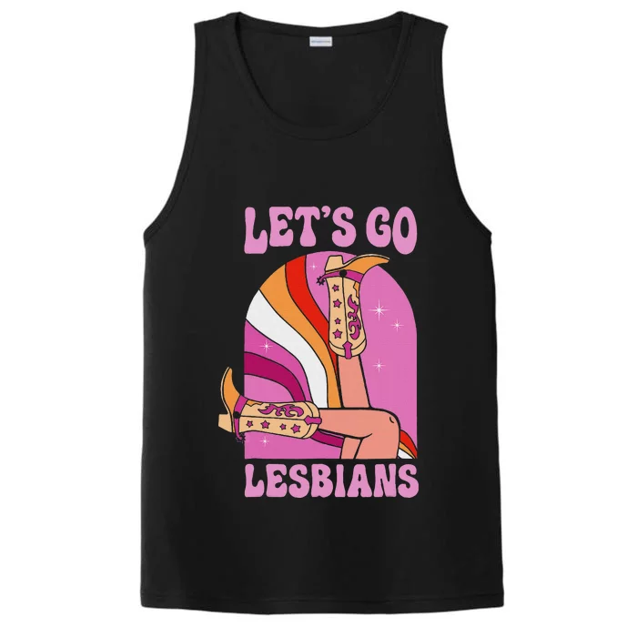 LetS Go Lesbians Lgbtq Lesbian Pride Month Cowgirl Performance Tank