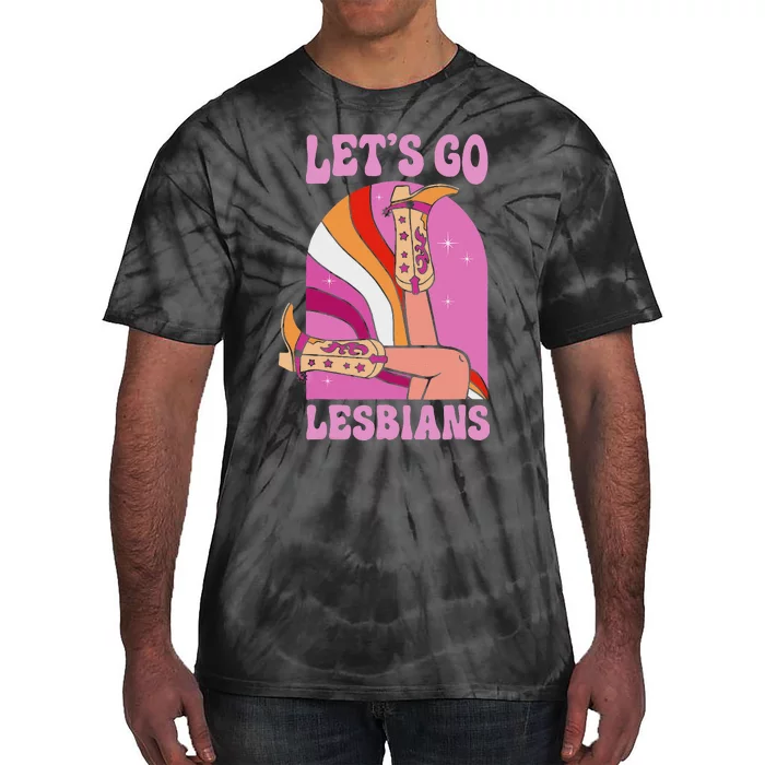 LetS Go Lesbians Lgbtq Lesbian Pride Month Cowgirl Tie-Dye T-Shirt