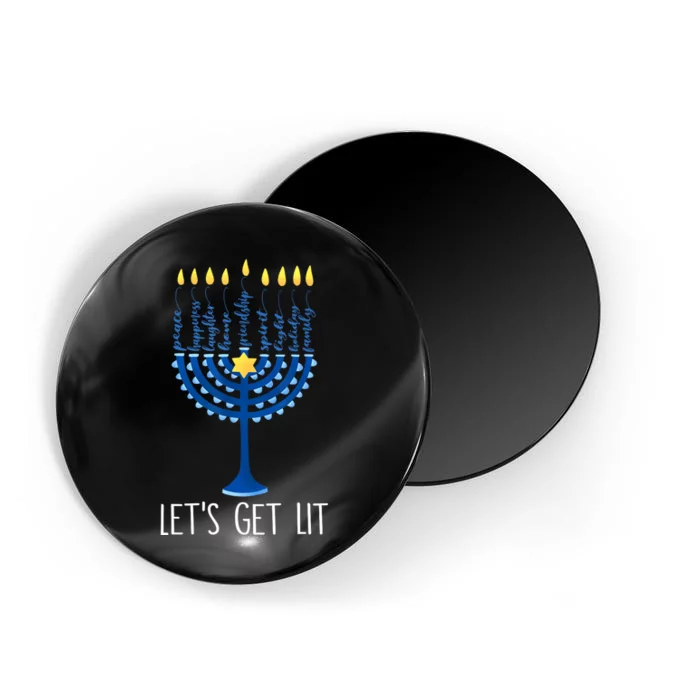 Lets Get Lit Happy Hanukkah Menorah Jewish Magnet