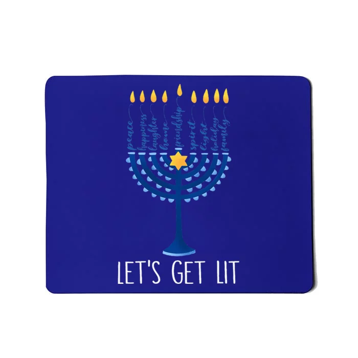 Lets Get Lit Happy Hanukkah Menorah Jewish Mousepad