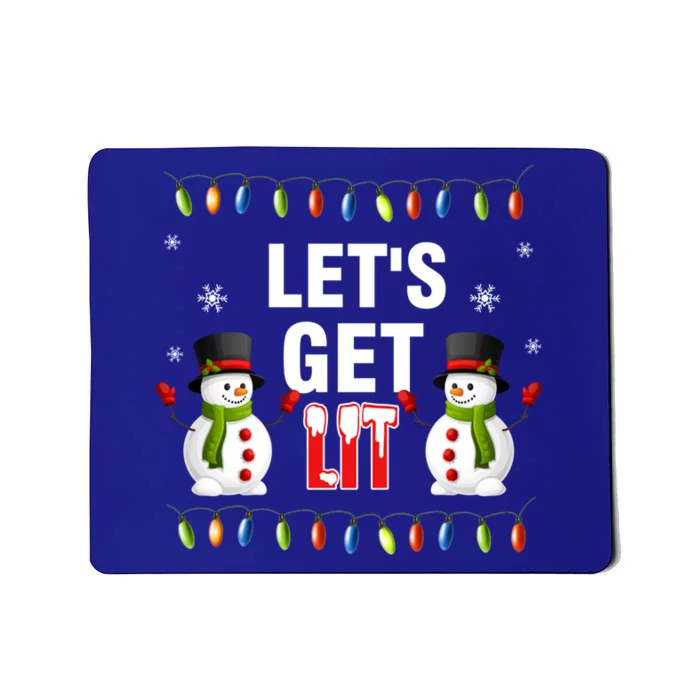 Let's Get Lit Funny Christmas Ing Lights Santa Matching Gift Mousepad