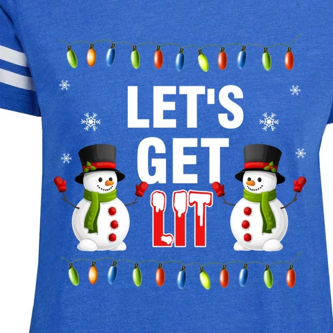 Let's Get Lit Funny Christmas Ing Lights Santa Matching Gift Enza Ladies Jersey Football T-Shirt