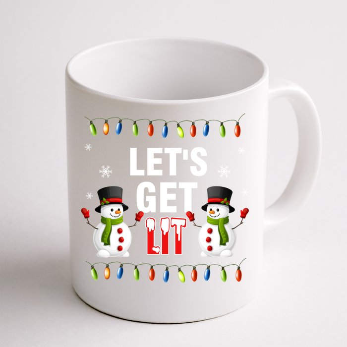 Let's Get Lit Funny Christmas Ing Lights Santa Matching Gift Front & Back Coffee Mug