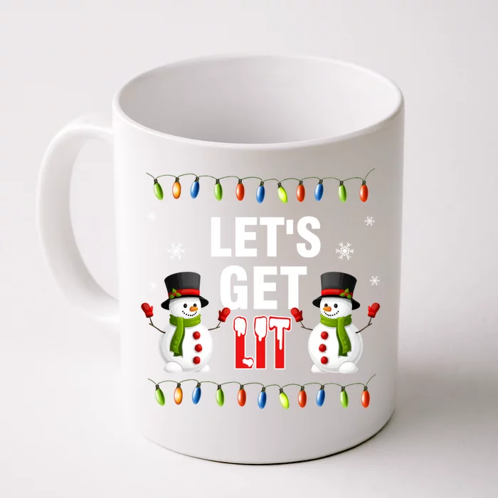 Let's Get Lit Funny Christmas Ing Lights Santa Matching Gift Front & Back Coffee Mug