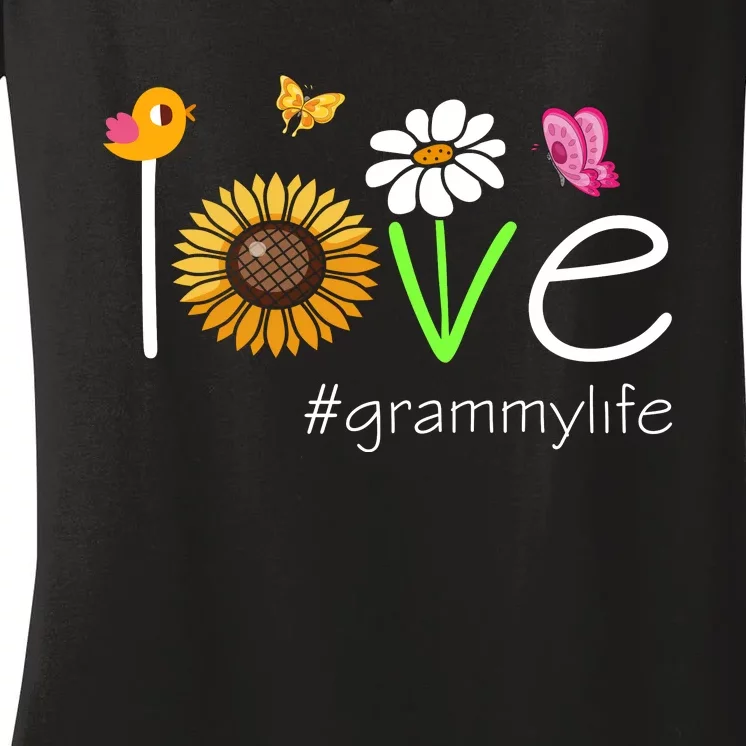 Love Grammy Life Cute Matching Family Women's V-Neck T-Shirt