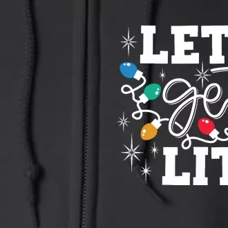 Lets Get Lit Drinking Santa Hat Christmas Lights Funny Full Zip Hoodie