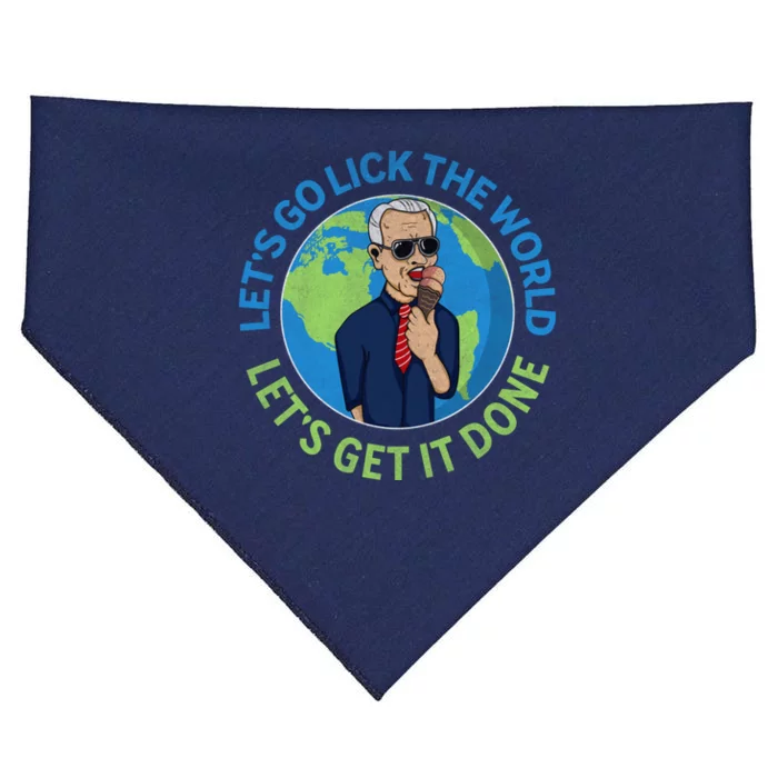 Let's Go Lick The World, Let's Get It Done Funny Joe Biden Speech Retro USA-Made Doggie Bandana