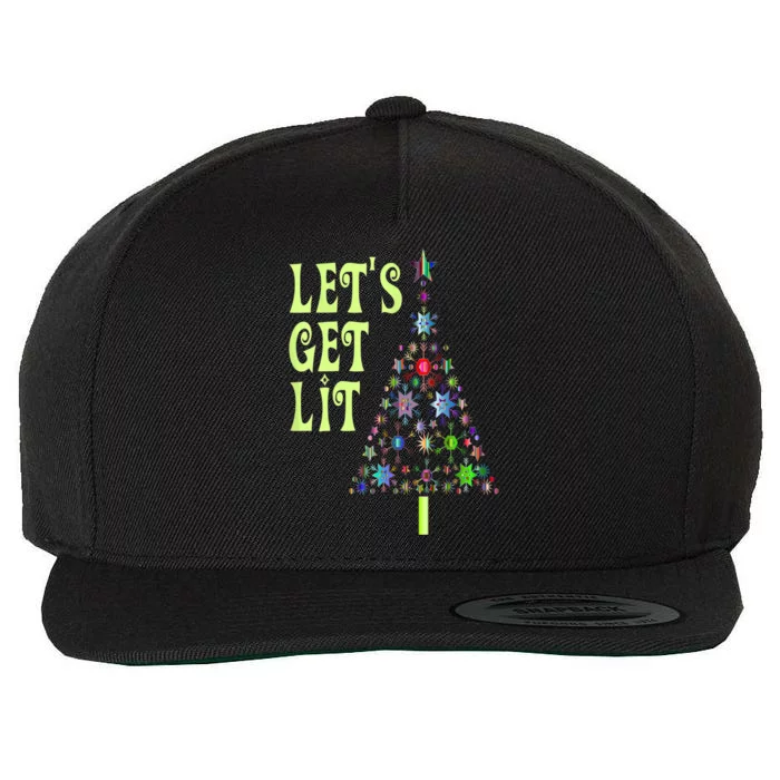 Let's Get Lit Funny Christmas Ing Great Gift Xmas Lights Gift Wool Snapback Cap