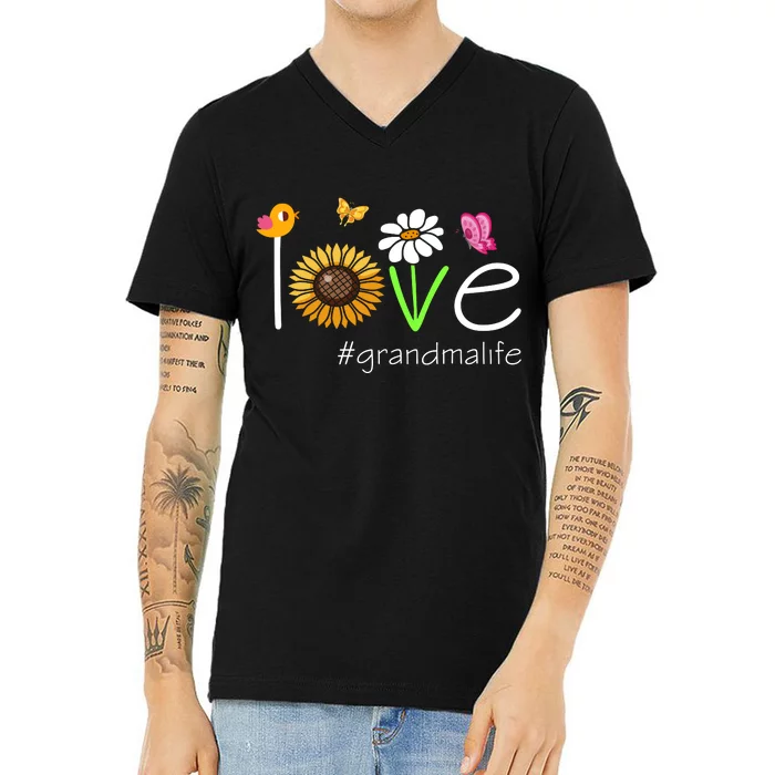 Love Grandma Life Cute Matching Family V-Neck T-Shirt