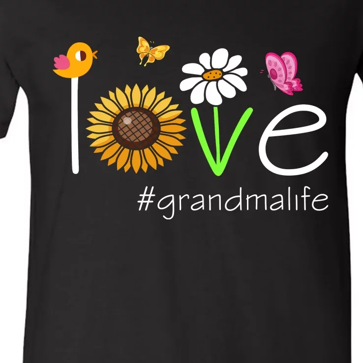 Love Grandma Life Cute Matching Family V-Neck T-Shirt