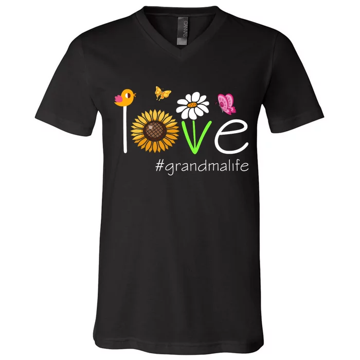 Love Grandma Life Cute Matching Family V-Neck T-Shirt