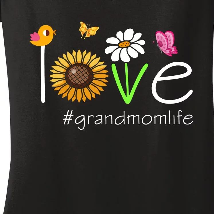 Love Grandmom Life Cute Matching Family Women's V-Neck T-Shirt