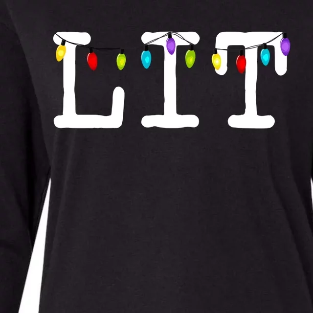 Let's Get Lit Funny Christmas Ing It's Lit Xmas Lights Gift Womens Cotton Relaxed Long Sleeve T-Shirt