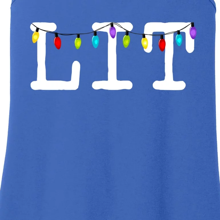 Let's Get Lit Funny Christmas Ing It's Lit Xmas Lights Gift Ladies Essential Tank