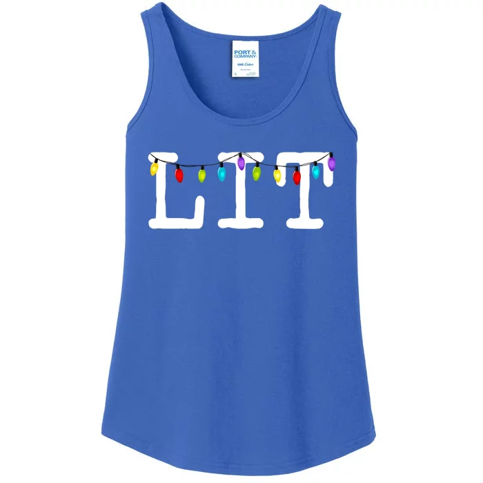 Let's Get Lit Funny Christmas Ing It's Lit Xmas Lights Gift Ladies Essential Tank