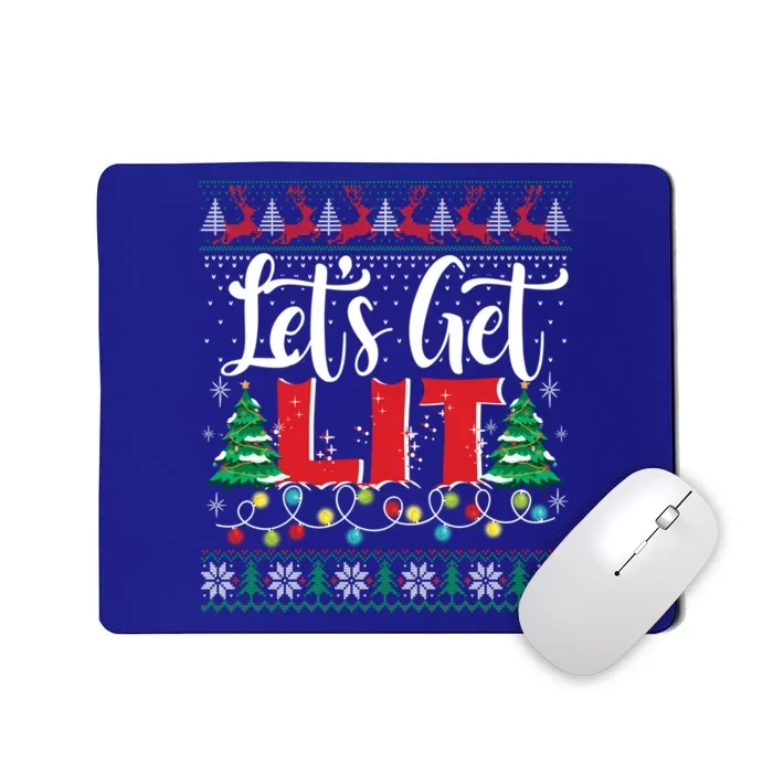 Lets Get Lit Christmas Lights Ugly Sweater Xmas Ing Gift Mousepad