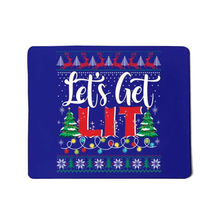 Lets Get Lit Christmas Lights Ugly Sweater Xmas Ing Gift Mousepad