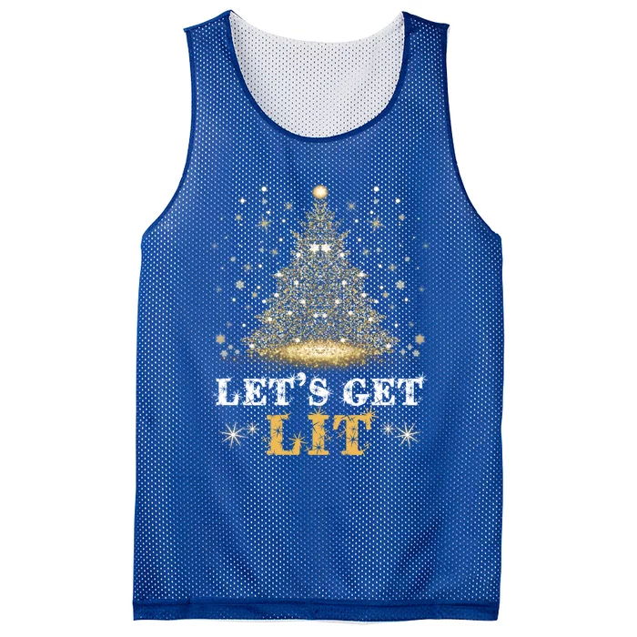 Let's Get Lit Funny Christmas Ing Gift Xmas Lights Gift Mesh Reversible Basketball Jersey Tank