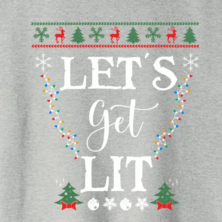 Let's Get Lit Funny Christmas Ing Xmas Lights Tree Tee Gift Women's Crop Top Tee