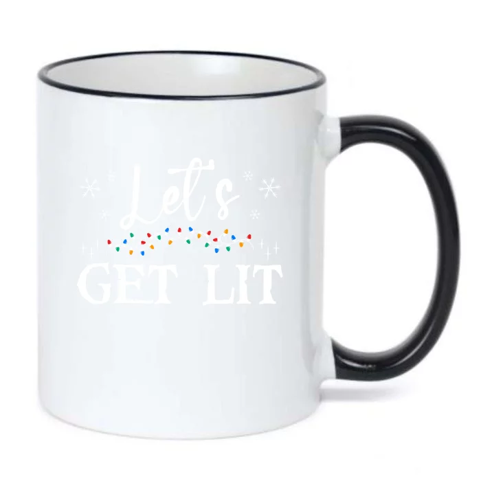 Let's Get Lit Funny Christmas Ing Xmas Lights Tree Tee Gift Black Color Changing Mug